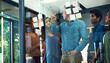 © peopleimages.com - Meeting, moodboard and writing with business people in office together for brainstorming. Collaboration, infographic and sticky notes with colleague group in workplace for strategy discussion