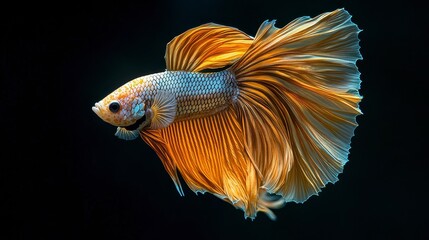 Wall Mural - Golden Siamese Fighting Fish  Stunning Betta Splendens  Aquatic Life