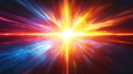 Poster - Bright, vibrant light rays explode from a central point, creating a dynamic and energetic composition.