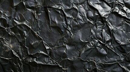 Wall Mural - Crumpled Black Paper Texture Displays Abstract and Detailed Surface