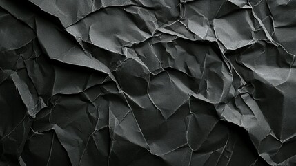 Wall Mural - Crumpled black paper reveals intriguing textures and shadows carefully