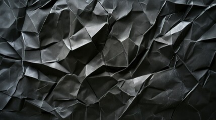 Wall Mural - Close up view of crumpled black paper background