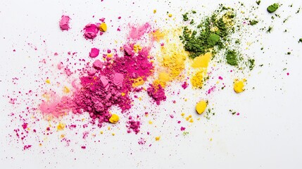 Wall Mural - Holi Colorful Powder Burst on White Background, Holi