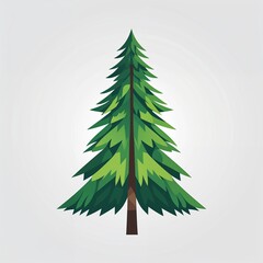 Wall Mural - pine tree icon on plain white background