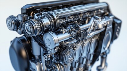 Aufkleber - Close-up of a detailed, powerful, and modern internal combustion engine.