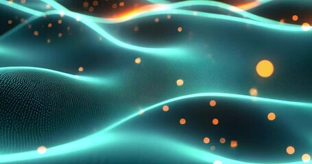 Wall Mural - Abstract digital waves with glowing particles