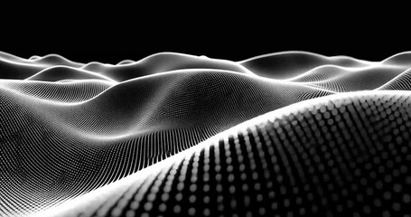 Wall Mural - Abstract digital landscape, undulating shapes, dots, technology