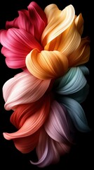 Wall Mural - Colorful flowing petals in bloom on a dark background, for art and decoration