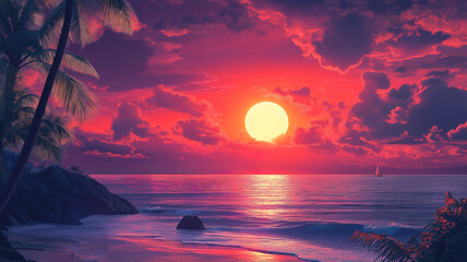 Wall Mural - Beautiful sunrise casting soft light over a cloudy sky creating a peaceful morning view