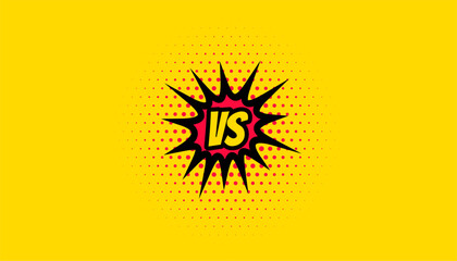 Wall Mural - comic art versus vs yellow banner for dual challenge and competition