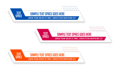 Wall Mural - set of three lower third title banner for new screen