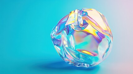 Canvas Print - iridescent transparent object on blue gradient background