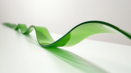 Wall Mural - Abstract Green Glass Ribbon Winding on White Surface