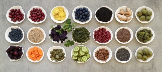 Wall Mural - Diverse Superfoods Arranged on Table