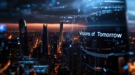 Poster - A cityscape with a large sign that says 