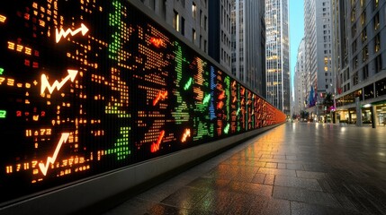 Leinwandbilder - A large screen with many numbers and arrows on it