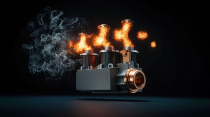 Wall Mural - a cutaway view of a powerful engine with pistons, cylinders, and intricate components, illustrating 