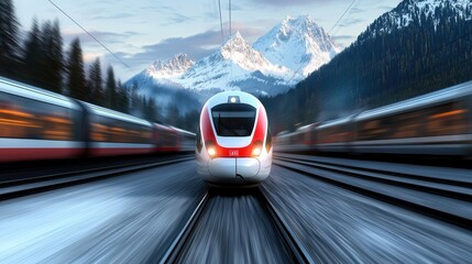 Wall Mural - a high-speed train speeding along a modern rail network, connecting cities and facilitating efficien