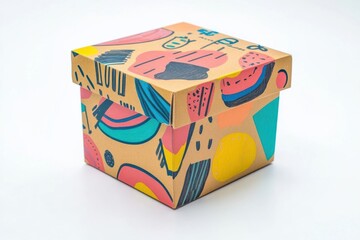 Colorful Abstract Design Decorates Square Gift Box