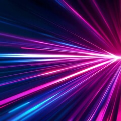 Poster - Abstract Light Streaks: Dynamic Neon Lines and Movement in Purple, Pink and Blue, A Conceptual Representation of Speed and Light 