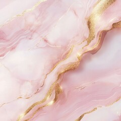 Poster - Elegance in Pink: A Luxurious Marble Texture with Golden Veins for Modern Interior Designs and Artistic Backgrounds
