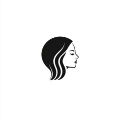 Aufkleber - Elegant Woman Profile with Flowing Hair - Minimalist Beauty and Serenity Illustration