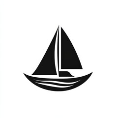 Poster - Minimalist Black and White Sailboat Graphic: Sailing the Waves with Elegant Simplicity. 
