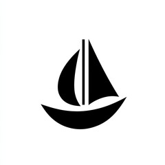 Poster - Simple Black Sailboat Icon on White Background, Representing Minimalism and Nautical Themes