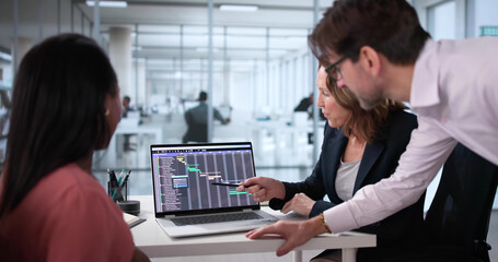 Wall Mural - multiracial business team manages schedule