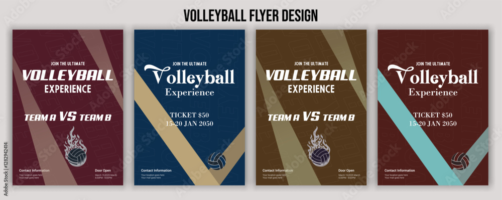 Vector de Stock Volleyball charity tournament flyer design ...