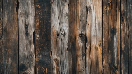 Wall Mural - Wooden wall texture with weathered planks showing natural grain patterns and rustic color variations for background use