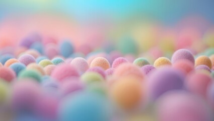 Wall Mural - Colorful pastel spherical objects in soft focus arrangement on a blurred background