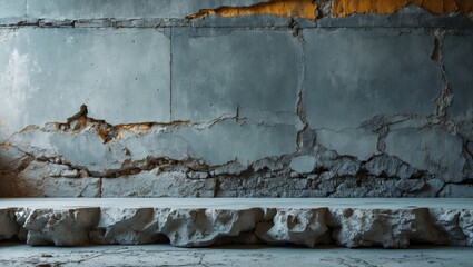 Canvas Print - aged concrete wall with peeling paint and rough texture in a minimalist interior setting