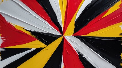 Canvas Print - colorful abstract geometric patterns created with thick paint in red, yellow, black, and white on a 