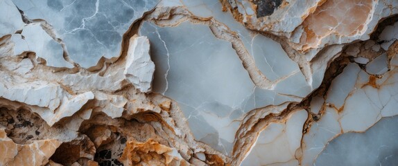 Canvas Print - multi-colored natural stone surface with intricate patterns and textures, featuring blue, white, and