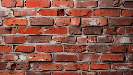Canvas Print - red brick wall texture showing various shapes and sizes of bricks with visible mortar joints and age
