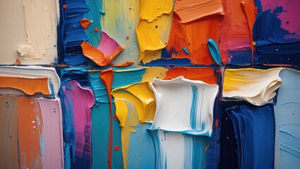 Canvas Print - colorful abstract oil paint texture on canvas with vibrant brush strokes and thick layers of paint i