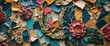 © NFTNexus - Colorful paper collage with floral motifs and geometric patterns in detailed texture and vibrant hues.