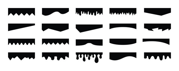 Wall Mural - Separators shapes for website presentation set. Curve Lines, Wave, Drops and triangular dividers for Top or Bottom Page. Frame of header