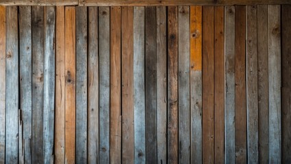 Canvas Print - wooden wall with a mix of light and dark brown vertical planks showing natural texture and color var