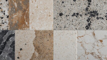 Wall Mural - various textures and colors of marble and granite tiles arranged in a grid pattern featuring diverse