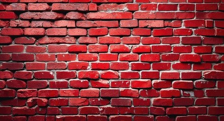 Canvas Print - red brick wall texture with uneven surface and weathered sections for background applications