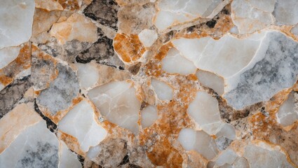 Wall Mural - natural stone texture close-up with grey, white, and orange mineral patterns suitable for background