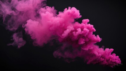Wall Mural - pink smoke cloud on black background with swirling patterns and gradient texture for artistic and ab
