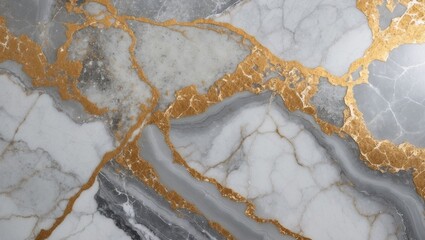 Wall Mural - Luxury marble texture with gold veining in gray and white color palette suitable for backgrounds and interior design.