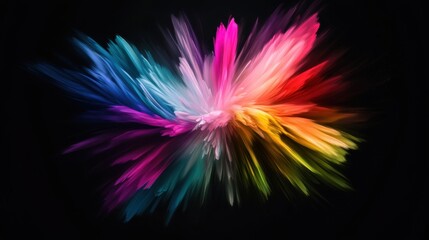 Wall Mural - a vibrant explosion of colors radiates against a dark backdrop, showcasing a blend of hues in a dyna