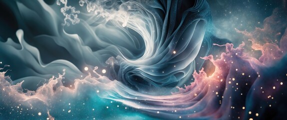 Wall Mural - Ethereal abstract swirl with cosmic colors and ethereal textures creating a dreamy background ideal for digital and print designs.