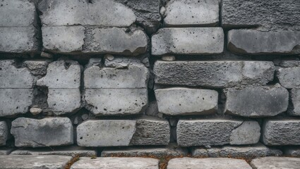 Poster - Gray concrete wall with irregular stones and rough texture for building or construction background
