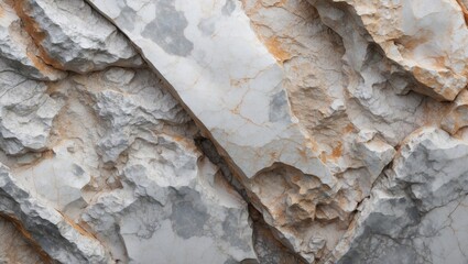 Poster - Textured natural stone surface with gray and white rock layers featuring distinct cracks and geological patterns
