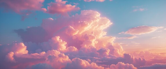 Aufkleber - Sunset sky with vibrant clouds in shades of pink, orange, and purple against a blue backdrop showcasing atmospheric conditions.